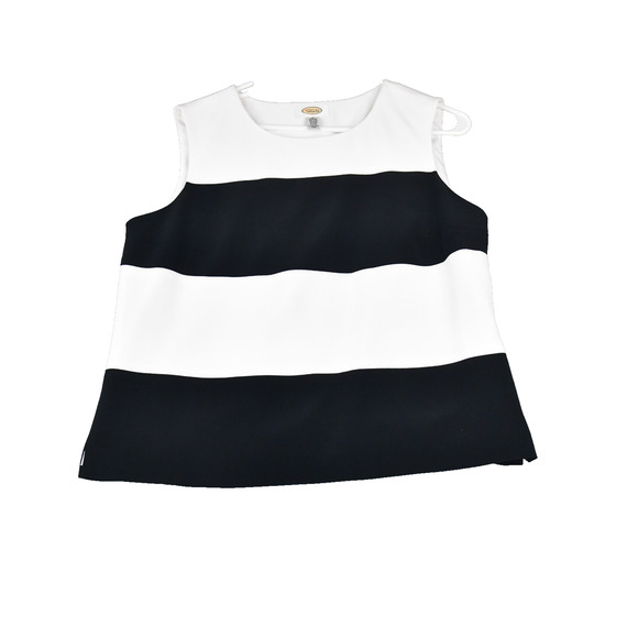 Talbots Tank Top Size 16 Black White Stripe Sleeveless Side Zip - Picture 1 of 7